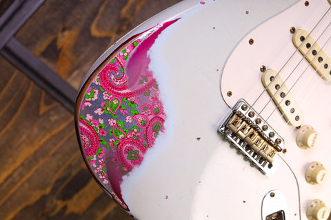 Fender Custom Shop Limited Edition Mischief Maker - Heavy Relic - Super Faded Aged Sonic Blue Over Pink Paisley