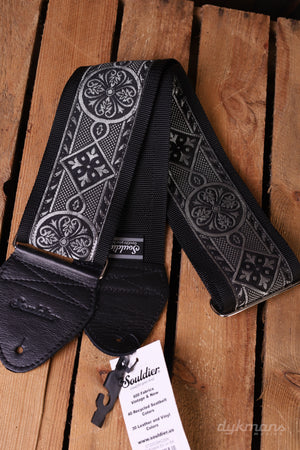 Souldier Guitar Strap Kildare Silver on black extra wide