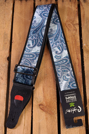 RightOn Guitar Strap Paisley Velvet Blue Talisman