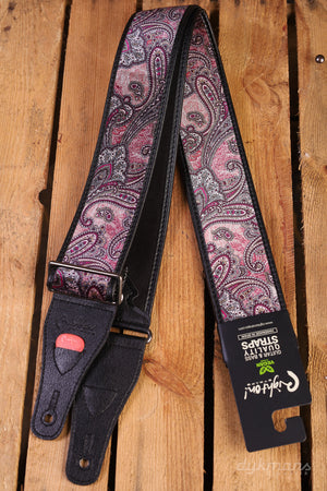 RightOn Guitar Strap Paisley Velvet Burgundy Talisman