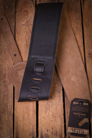 Levy's 9 cm Wide Black Garment Leather Bass Guitar Strap - Black