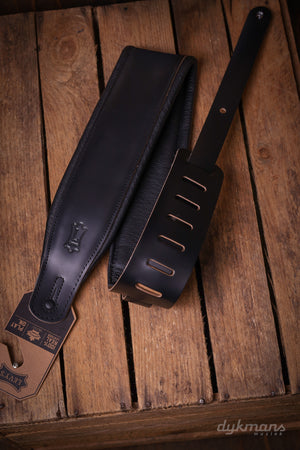 Levy's 2.5 Inch Wide Genuine Leather Guitar Strap - Black
