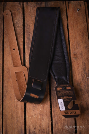 Levy's 2.5 Inch Wide Genuine Leather Guitar Strap - Black