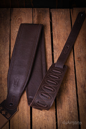 Levy's 8.25 cm Wide Padded Premium Leather Strap - Dark Brown