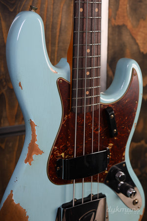 Fender Custom Shop 1961 Jazz Bass Heavy Relic Faded Aged Daphne Blue