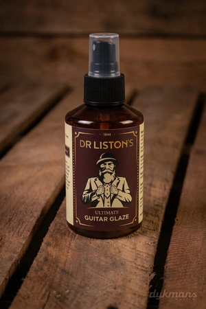 Dr. Liston's Ultimate Guitar Glaze 150 ml op een warme houten achtergrond